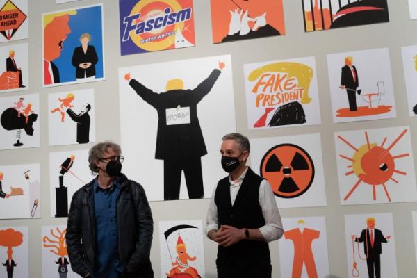 Exposición de las caricaturas de Trump de Edel Rodríguez.